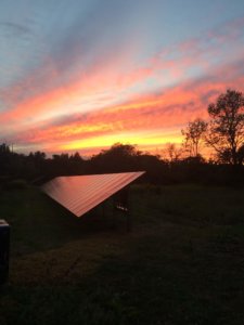 sunset over solar farm